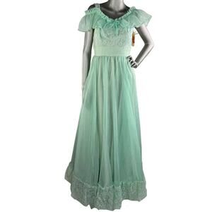 Vintage 1970s Nadine Formals Deadstock Chiffon Maxi Dress Size 9